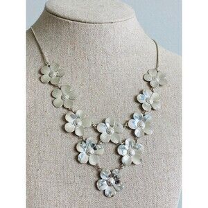 Paola Valentini Italy sterling silver flower bib Necklace